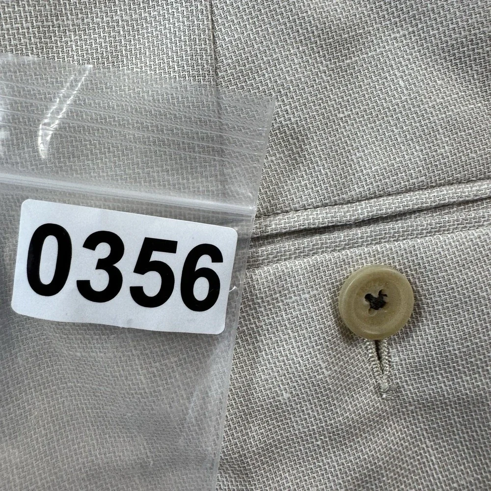 Proper Cloth Tan Woven Wool Linen Stretch Flat Front Trouser Size 38x31